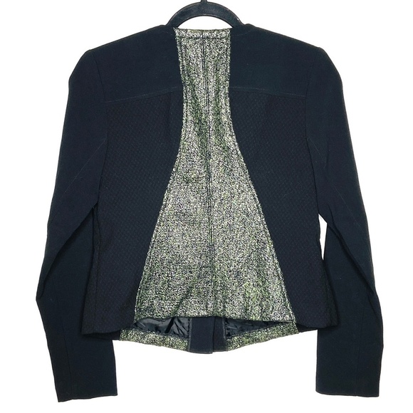 CABI Black Green Metallic Tweed Textured Panel Media Jacket Style 3036 Sz Small - Picture 3 of 8